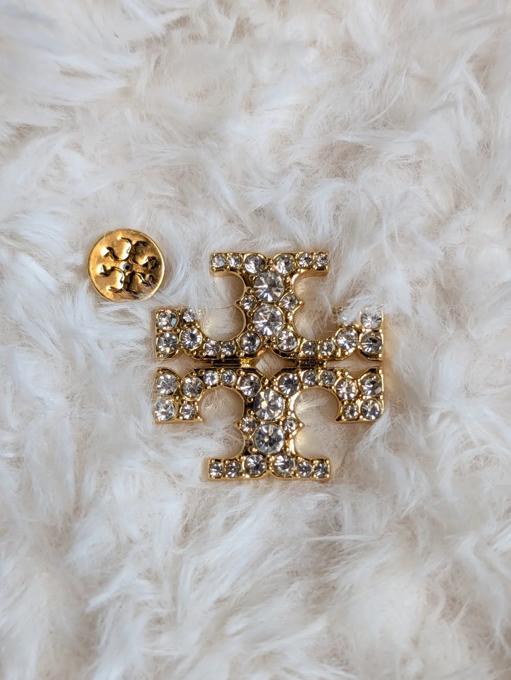 TORY BURCH Kira Big Pave Double T Logo Stud Earrings